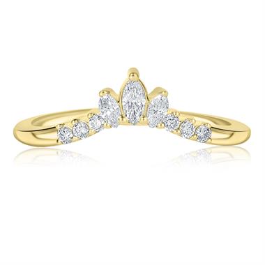 18ct Yellow Gold Marquise Diamond Set Shaped Ring 0.23ct thumbnail