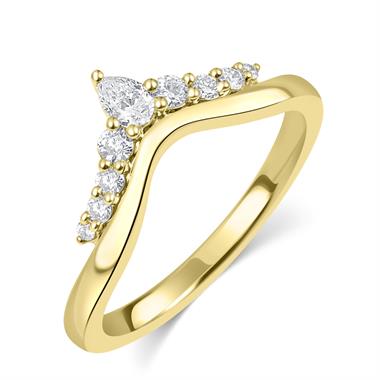 18ct Yellow Gold Diamond Set Shaped Wedding Ring 0.25ct thumbnail