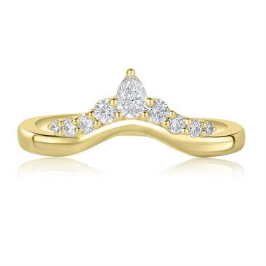 18ct Yellow Gold Diamond Set Shaped Wedding Ring 0.25ct thumbnail