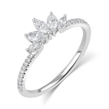 Platinum Marquise Diamond Set Wedding Ring 0.40ct thumbnail