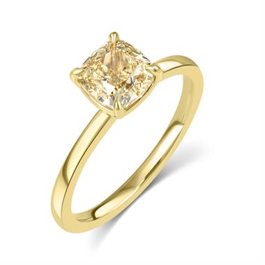18ct Yellow Gold Cushion Champagne Diamond Solitaire Ring 1.71ct thumbnail