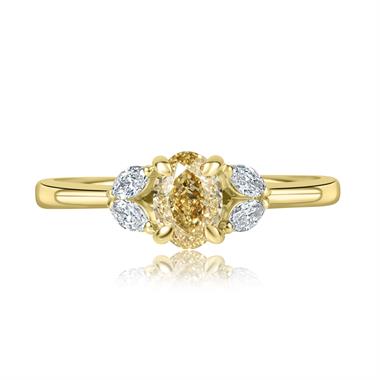 18ct Yellow Gold Oval Cut Champagne Diamond Engagement Ring 0.72ct thumbnail