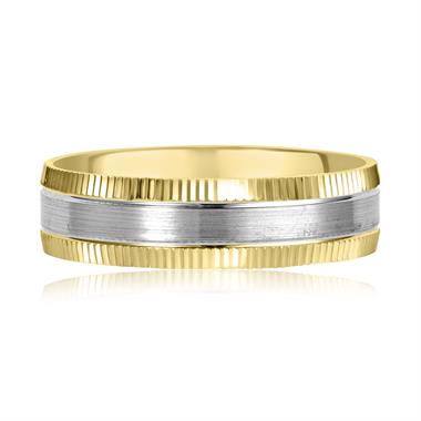 Platinum and 18ct Yellow Gold Fluted Detail Wedding Ring thumbnail