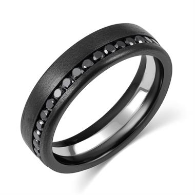 Black Zirconium Black  Diamond Wedding Ring thumbnail