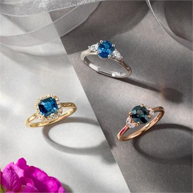 18ct Yellow Gold Radiant Cut Teal Sapphire and Diamond Halo Ring thumbnail