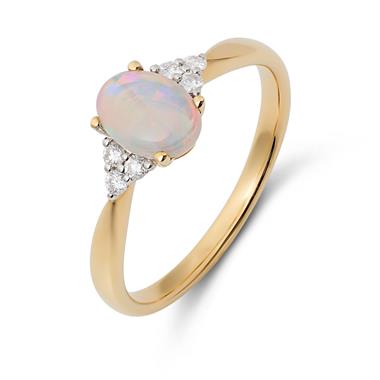 18ct Yellow Gold Opal and Diamond Dress Ring thumbnail