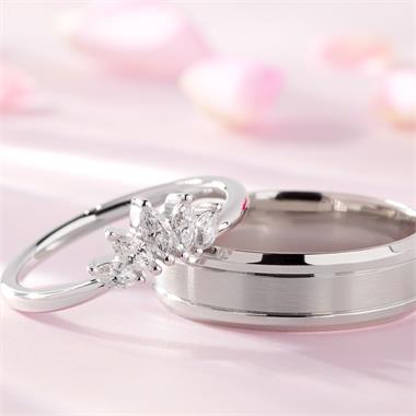 Platinum Bevel Detail Wedding Ring thumbnail