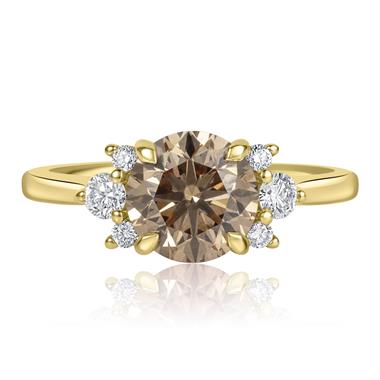 18ct Yellow Gold Round Cognac Diamond Engagement Ring thumbnail