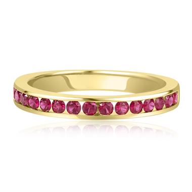 18ct Yellow Gold Ruby Channel Half Eternity Ring  thumbnail