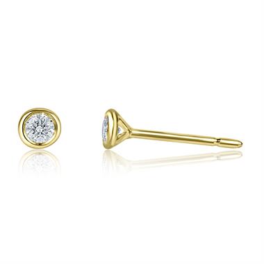 18ct Yellow Gold Diamond Solitaire Stud Earrings 0.16ct thumbnail