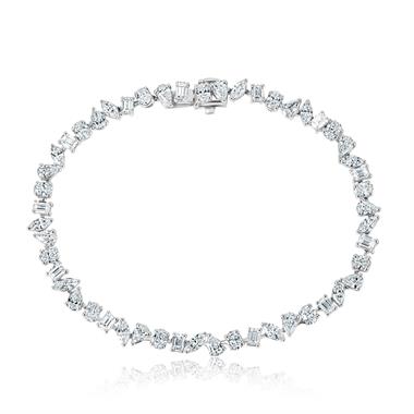 18K White Gold Plated 3mm Cubic Zirconia Fancy Tennis Bracelet For Women – 7.5 Inch