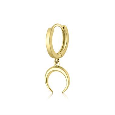 18ct Yellow Gold Single Hoop Earring with Crescent Drop  thumbnail