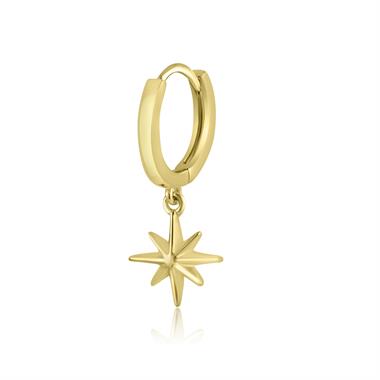 18ct Yellow Gold Single Hoop Earring with Star Drop  thumbnail