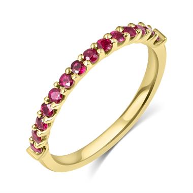 18ct Yellow Gold Ruby Claw Set Half Eternity Ring  thumbnail