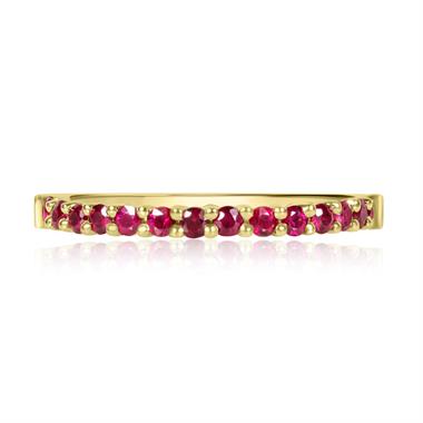 18ct Yellow Gold Ruby Claw Set Half Eternity Ring  thumbnail