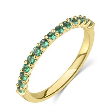 18ct Yellow Gold Emerald Claw Set Half Eternity Ring  thumbnail 