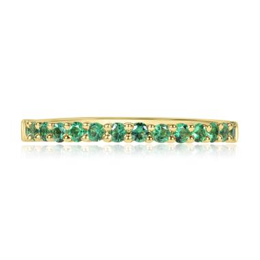 18ct Yellow Gold Emerald Claw Set Half Eternity Ring  thumbnail