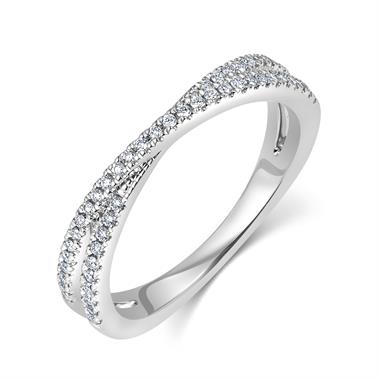 Platinum Crossover Shaped Diamond Wedding Ring thumbnail
