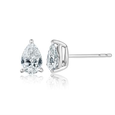 18ct White Gold Pear Solitaire Stud Earrings 1.40ct thumbnail
