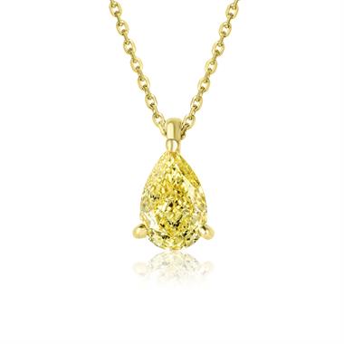 18ct Yellow Gold Pear Solitaire Necklace 0.75ct thumbnail