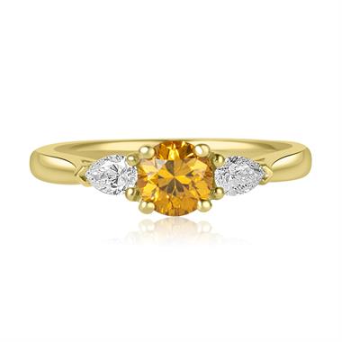 18ct Yellow Gold Fancy Diamond Three Stone Engagement Ring thumbnail