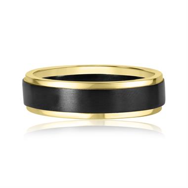 Black Zirconium and 18ct Yellow Gold Wedding Ring thumbnail