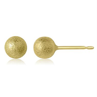 18ct Yellow Gold Shimmer Finish Ball Stud Earrings 5mm thumbnail 