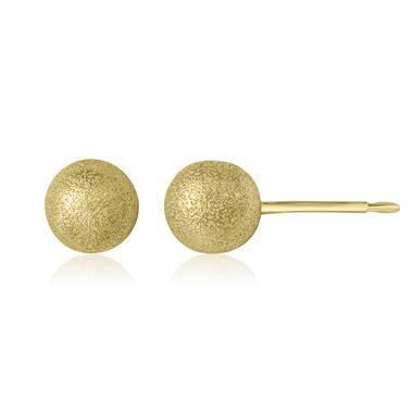 18ct Yellow Gold Shimmer Finish Ball Stud Earrings 6mm thumbnail