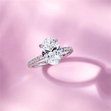 Platinum Hidden Halo Oval Diamond Solitaire Engagement Ring thumbnail