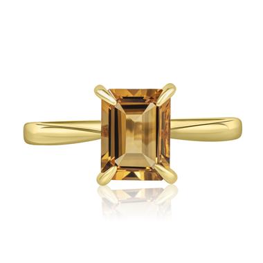 18ct Yellow Gold Emerald Cut Citrine Ring thumbnail
