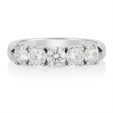 Platinum Five Stone Diamond Engagement Ring 1.55ct thumbnail