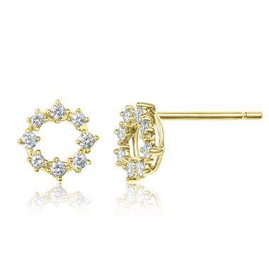 18ct Yellow Gold Diamond Circle Earrings thumbnail