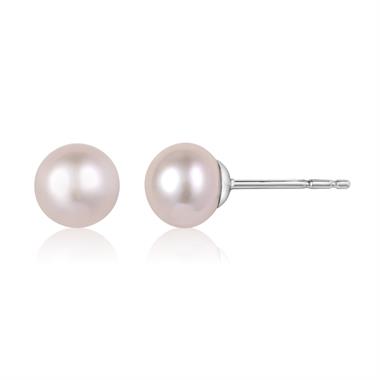 18ct White Gold Pink Freshwater Pearl Stud Earrings 5mm thumbnail