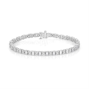 18ct White Gold Emerald Cut and Round Diamond Bracelet 5.46ct thumbnail