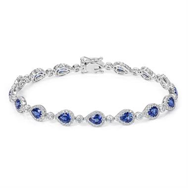 18ct White Gold Pear Sapphire and Diamond Bracelet thumbnail 