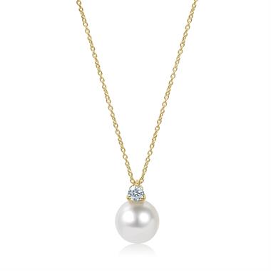 18ct Yellow Gold South Sea Pearl and Diamond Necklace thumbnail