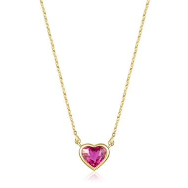 18ct Yellow Gold Ruby Heart Necklace thumbnail
