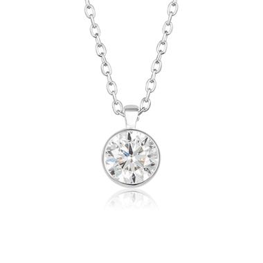 18ct White Gold Super Fine Rubover Diamond Necklace thumbnail