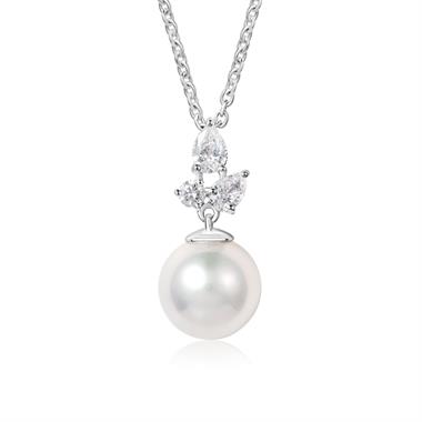 18ct White Gold Pearl and Mixed Diamond Necklace thumbnail