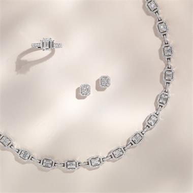 Platinum Emerald and Baguette Cut Diamond Three Stone Engagement Ring 1.50ct thumbnail