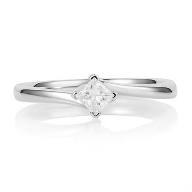 Platinum Twist Design Princess Cut Diamond Solitaire Engagement Ring 0.25ct thumbnail
