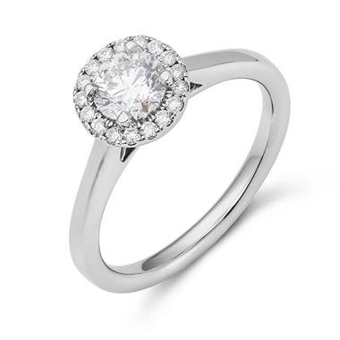 Platinum Diamond Halo Engagement Ring 0.70ct thumbnail 