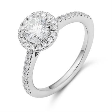 Platinum Diamond Halo Engagement Ring 1.05ct thumbnail 