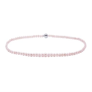 18ct White Gold Pink Freshwater Pearl Necklace 4.0-7.5mm | 45cm thumbnail