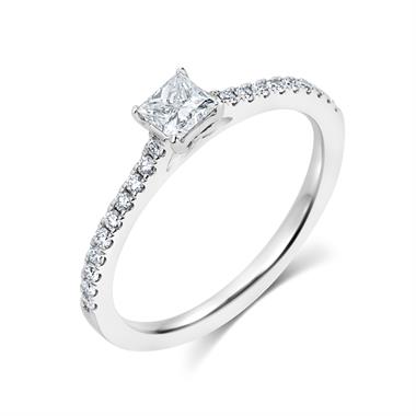 Platinum Princess Cut Diamond Solitaire Engagement Ring 0.58ct thumbnail