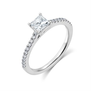 Platinum Princess Cut Diamond Solitaire Engagement Ring 0.75ct thumbnail 