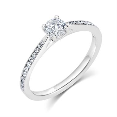 Platinum Channel Shoulder Detail Diamond Solitaire Engagement Ring 0.55ct thumbnail