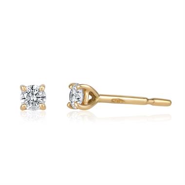 18ct Yellow Gold Diamond Solitaire Stud Earrings 0.20ct thumbnail