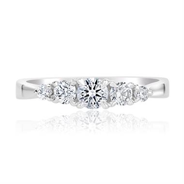 Platinum Five Stone Diamond Engagement Ring 0.50ct thumbnail