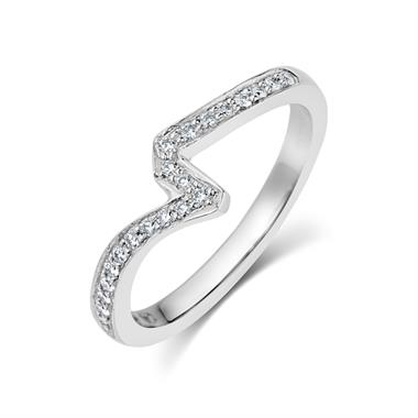 Platinum Diamond Set Shaped Wedding Ring 0.22ct thumbnail 